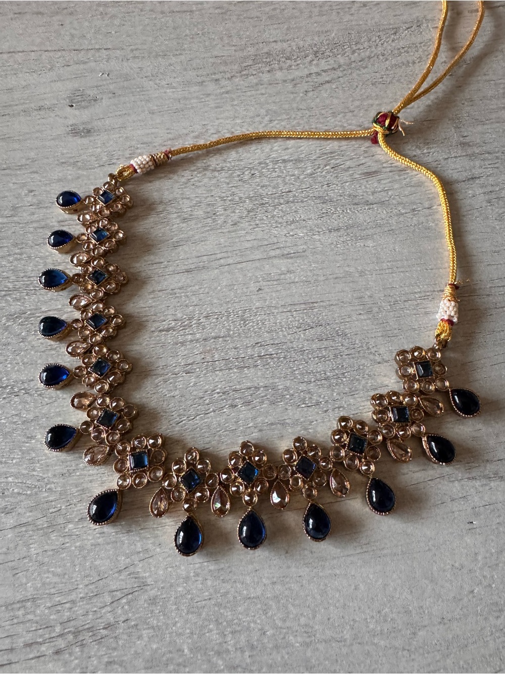 Blue and Gold Choker Necklace - South Asian Jewelry
